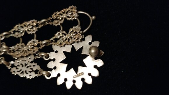 Victorian English Sterling Engraved Chain Belt Necklace Regal Fleur-de-lis Cross main image 7